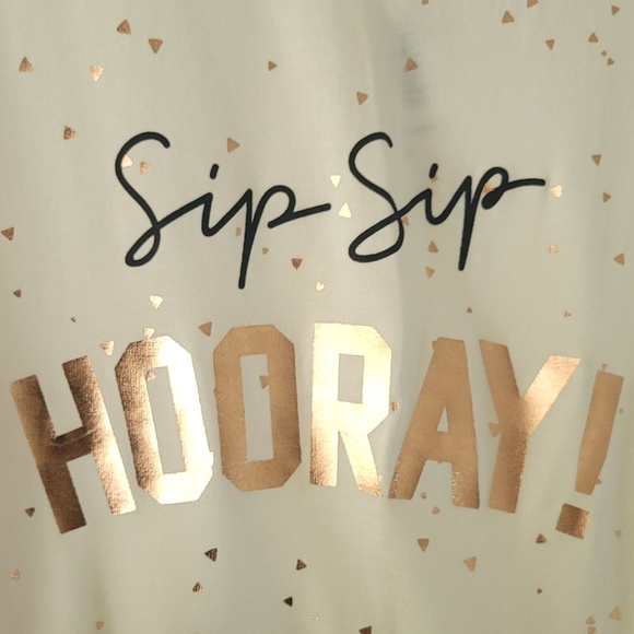 Old Navy Size Small Beige Graphic Novelty Sip Sip Hooray Top - Picture 3 of 6
